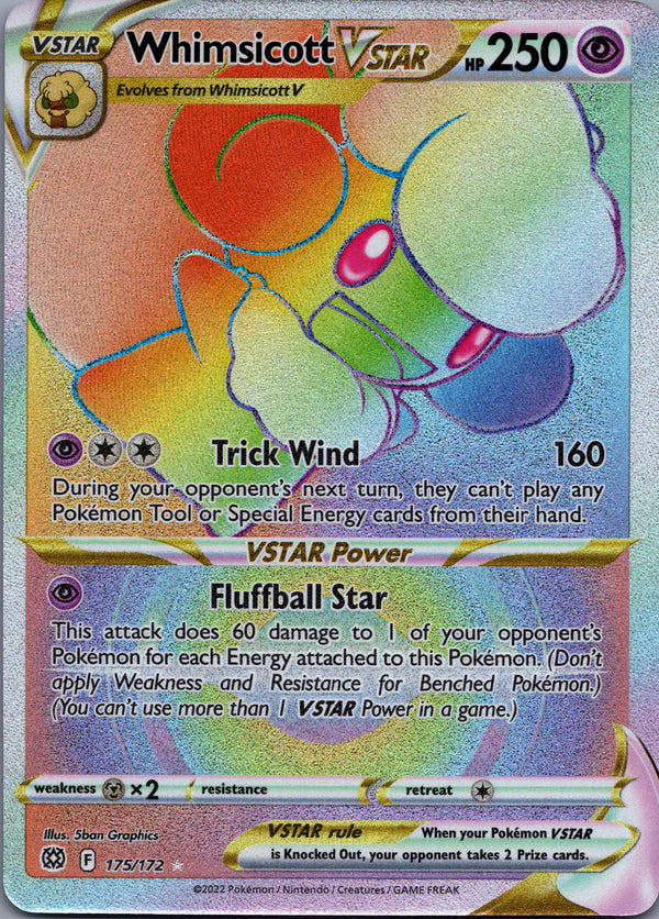 175 Whimsicott VSTAR Brilliant Stars Rare Rainbow Near Mint