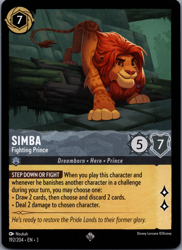 192 Simba - Fighting Prince Into the Inklands Super Rare Near Mint
