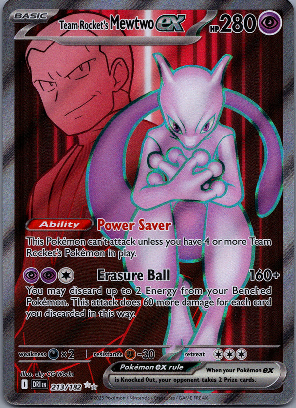 213 Team Rocket's Mewtwo ex Destined Rivals Ultra Rare Near Mint