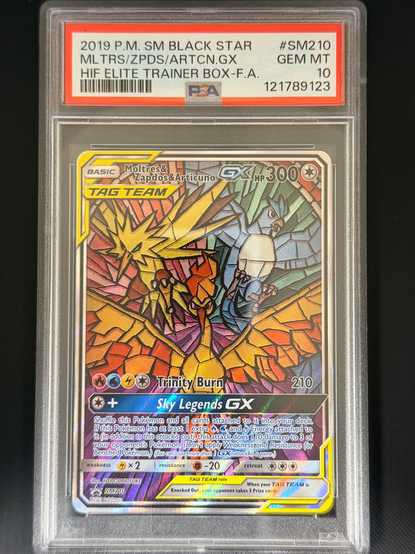 SM210 Moltres & Zapdos & Articuno-GX SM Black Star Promos Promo PSA 10