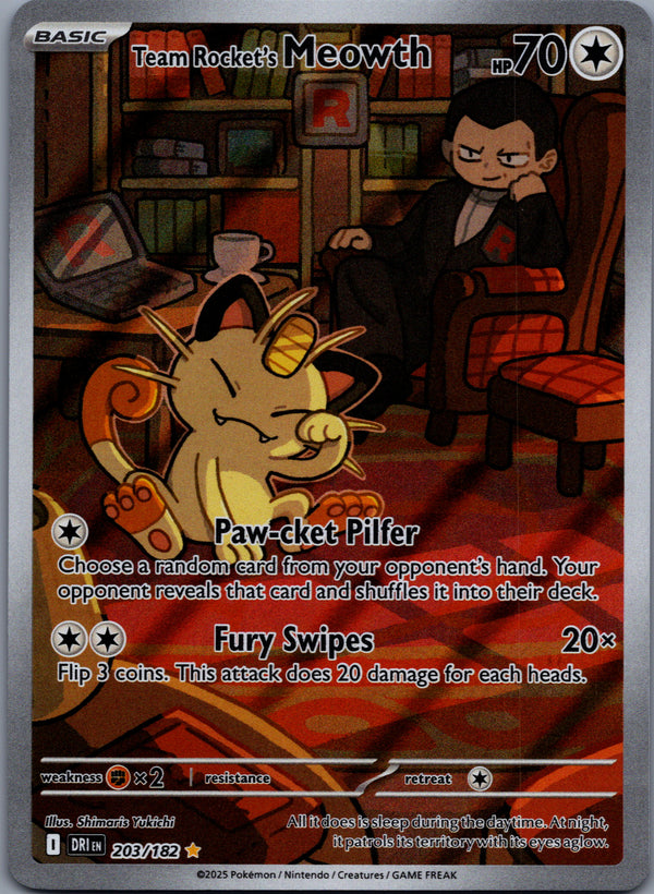 203 Team Rocket's Meowth Destined Rivals Illustration Rare Near Mint