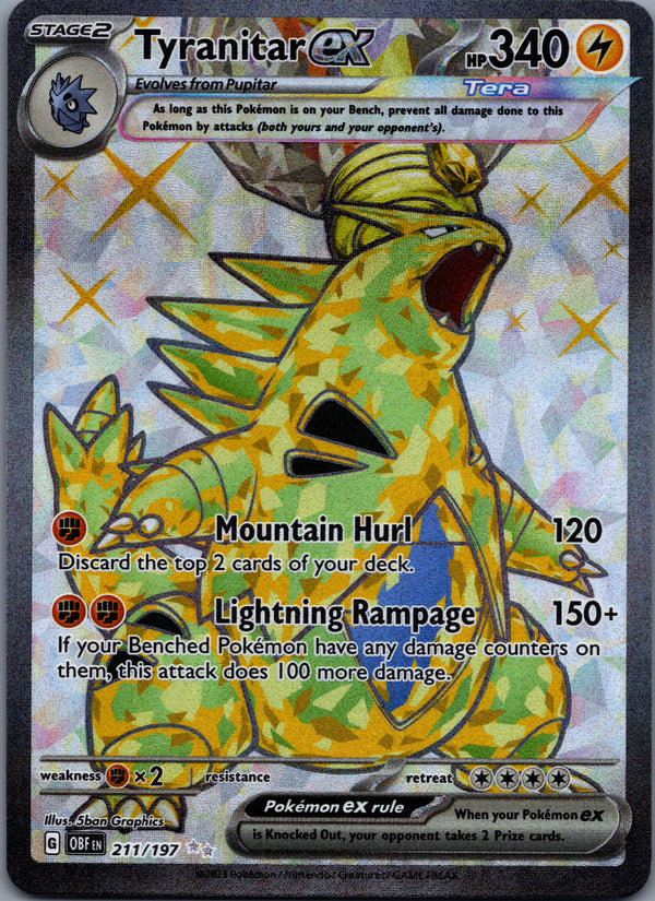 211 Tyranitar ex Obsidian Flames Ultra Rare Near Mint