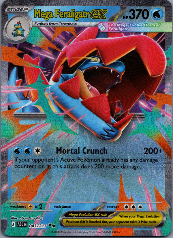 043 Mega Feraligatr ex Ascended Heroes Double Rare Near Mint