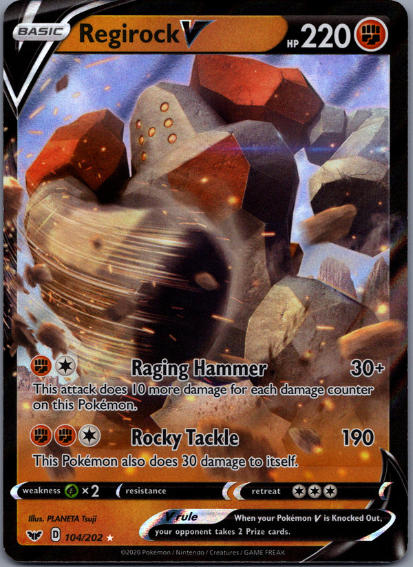 104 Regirock V Sword & Shield Holo Rare V Near Mint