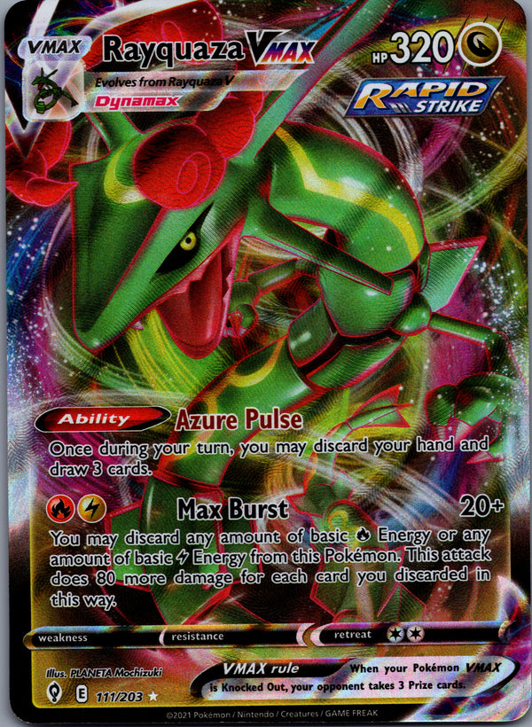 111 Rayquaza VMAX Evolving Skies Holo Rare VMAX Near Mint
