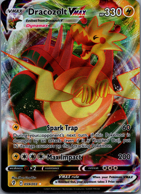 059 Dracozolt VMAX Evolving Skies Holo Rare VMAX Near Mint
