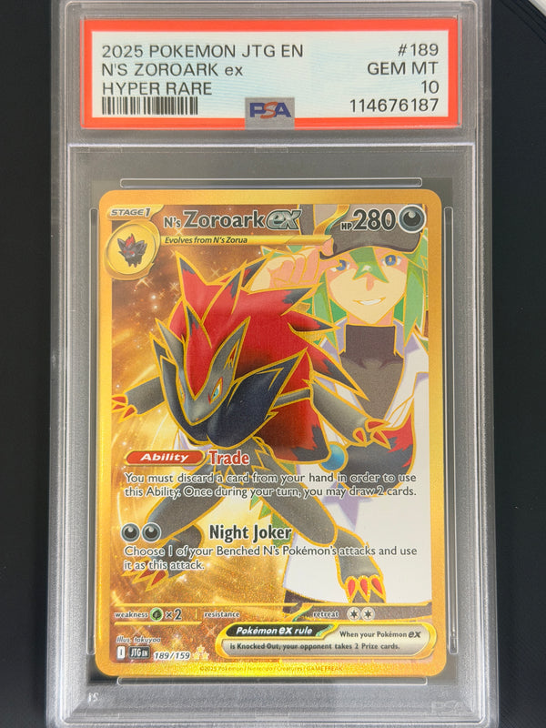189 N's Zoroark ex Journey Together Hyper Rare PSA 10