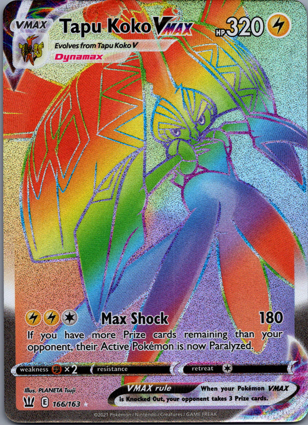166 Tapu Koko VMAX Battle Styles Rare Rainbow Near Mint