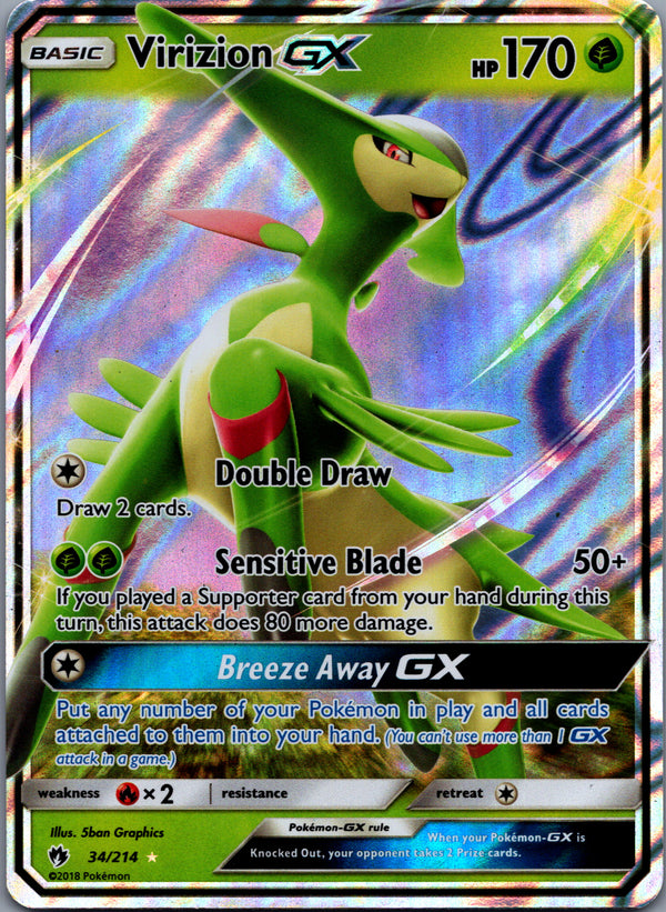034 Virizion-GX Lost Thunder Rare Holo GX Moderately Played
