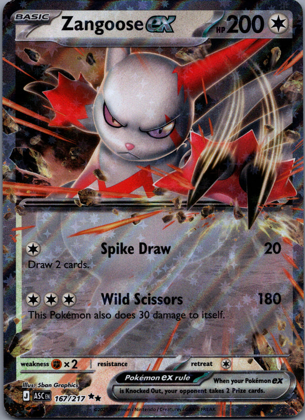 167 Zangoose ex Ascended Heroes Double Rare NM