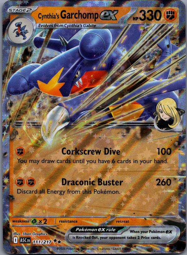 111 Cynthia's Garchomp ex Ascended Heroes Double Rare NM