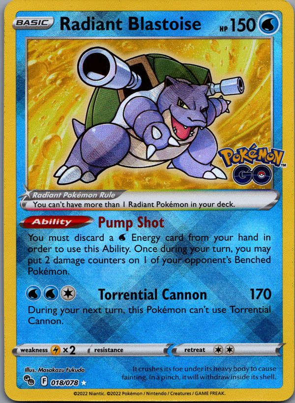 018 Radiant Blastoise Pokemon GO Radiant Rare NM