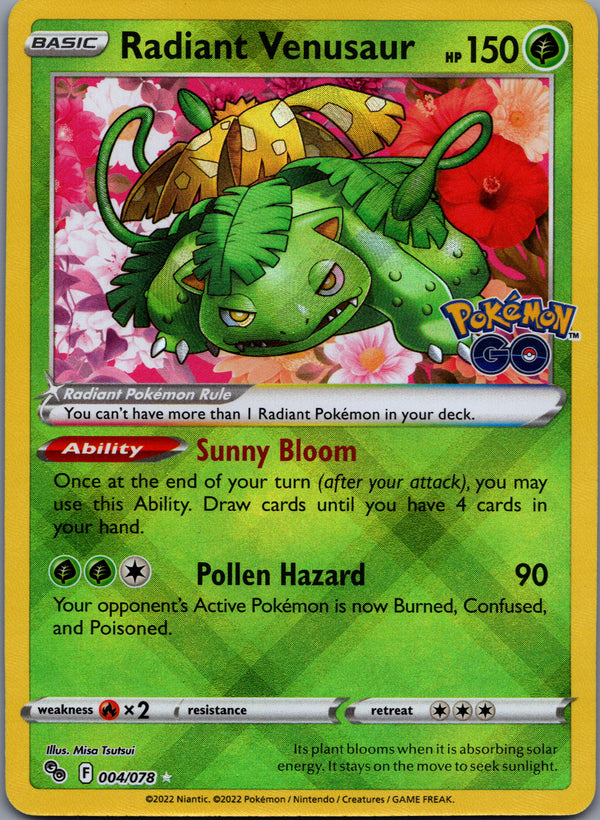 004 Radiant Venusaur Pokemon GO Radiant Rare NM