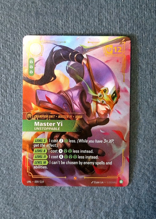 059 Master Yi, Unstoppable Unleashed Epic NM