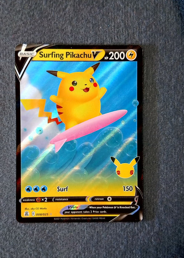 008 Surfing Pikachu V Celebrations Holo Rare V NM