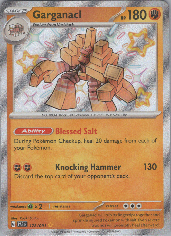 178 Garganacl Paldean Fates Shiny Rare Near Mint