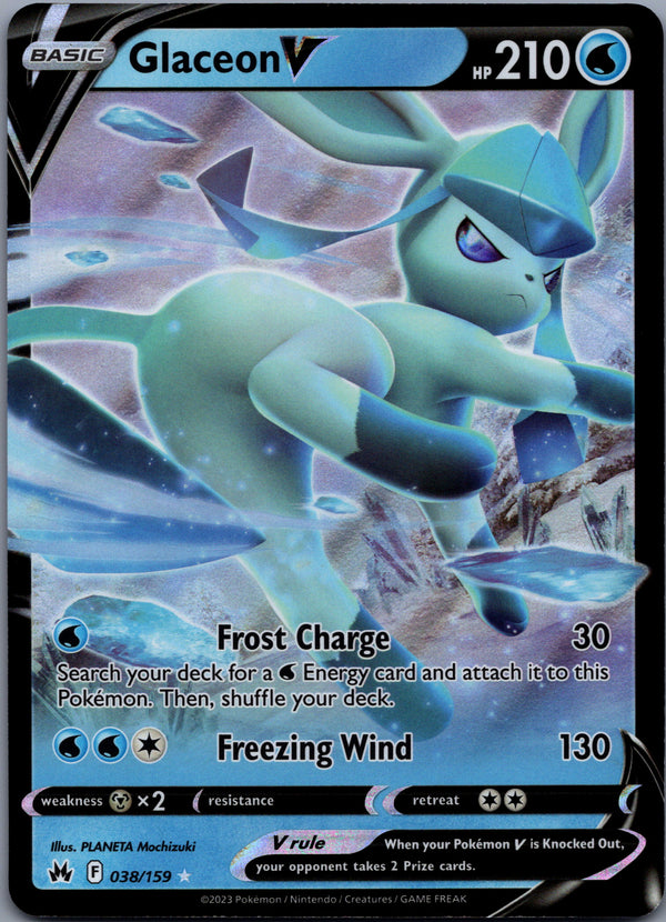 038 Glaceon V Crown Zenith Holo Rare V Near Mint
