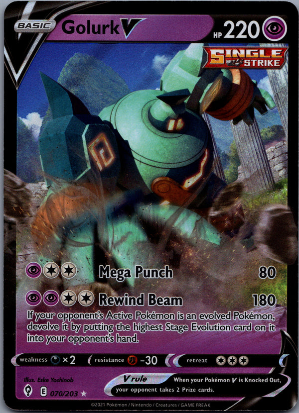 070 Golurk V Evolving Skies Holo Rare V Near Mint