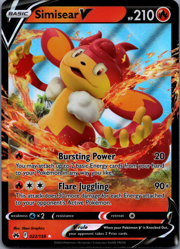 022 Simisear V Crown Zenith Holo Rare V Near Mint