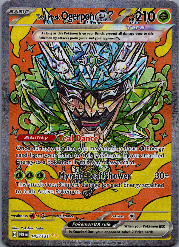 145 Teal Mask Ogerpon ex Prismatic Evolutions Special Illustration Rare Near Mint