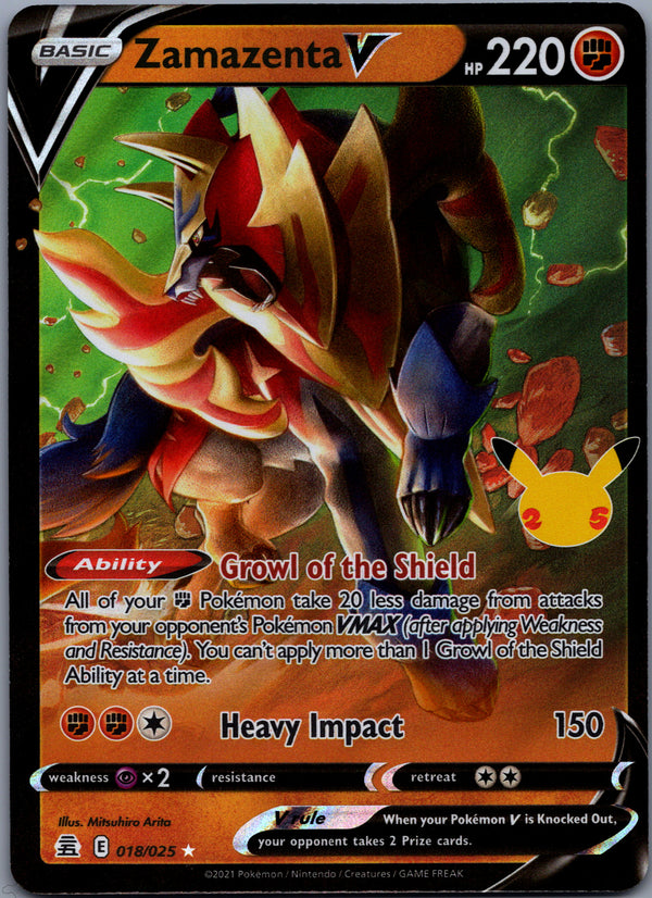 018 Zamazenta V Celebrations Holo Rare V Near Mint
