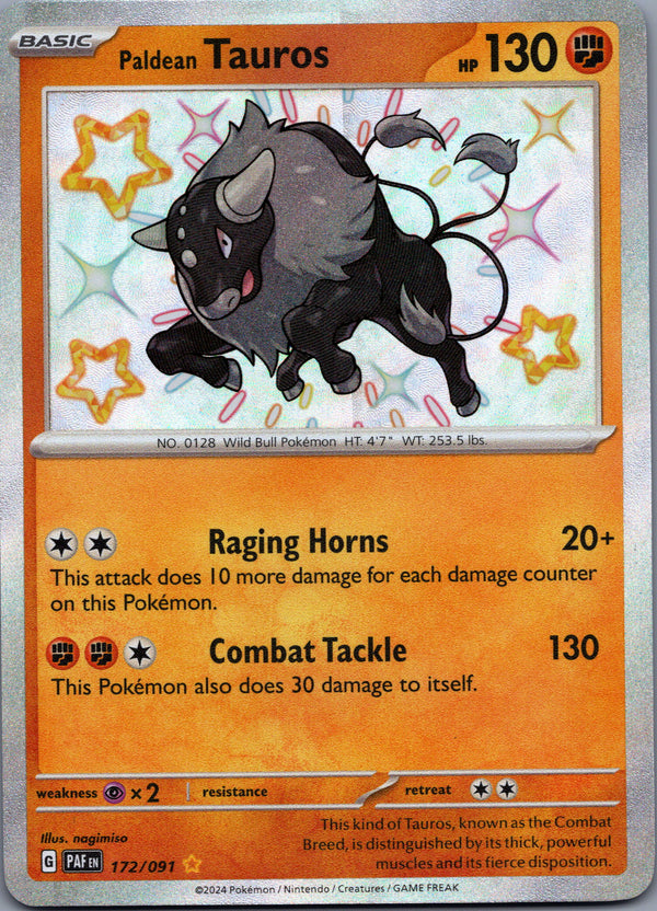 172 Paldean Tauros Paldean Fates Shiny Rare NM