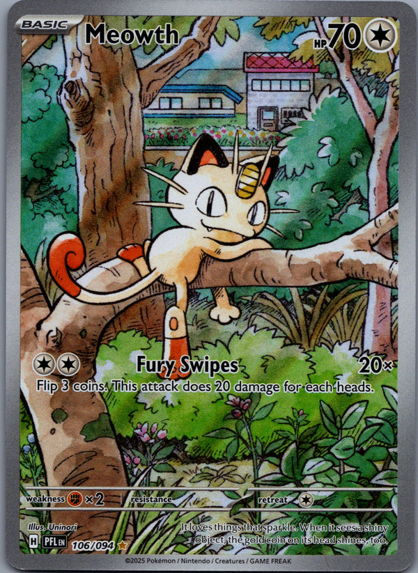 106 Meowth Phantasmal Flames Illustration Rare Near Mint