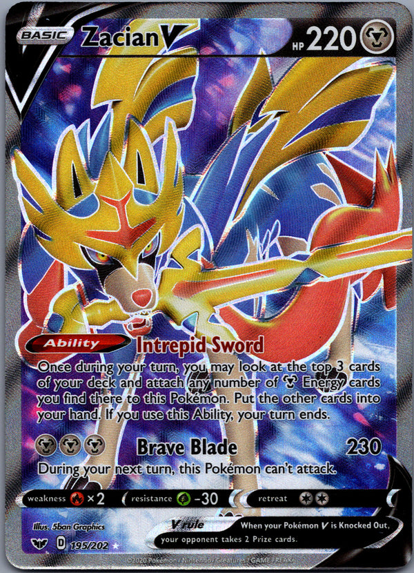 195 Zacian V Sword & Shield Rare Ultra Near Mint