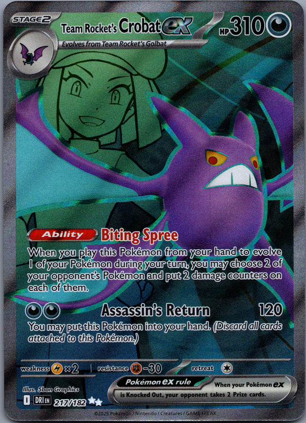 217 Team Rocket's Crobat ex Destined Rivals Ultra Rare Near Mint