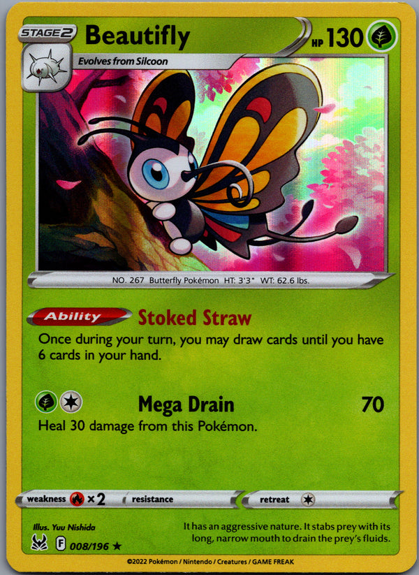 008 Beautifly Lost Origin Rare Holo Near Mint