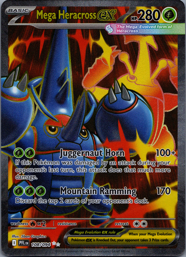 108 Mega Heracross ex Phantasmal Flames Ultra Rare Near Mint