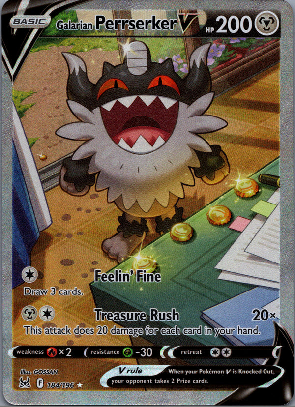 184 Galarian Perrserker V Lost Origin Rare Ultra Near Mint