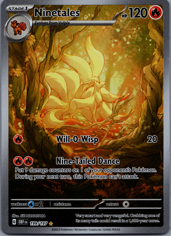 199 Ninetales Obsidian Flames Illustration Rare Near Mint