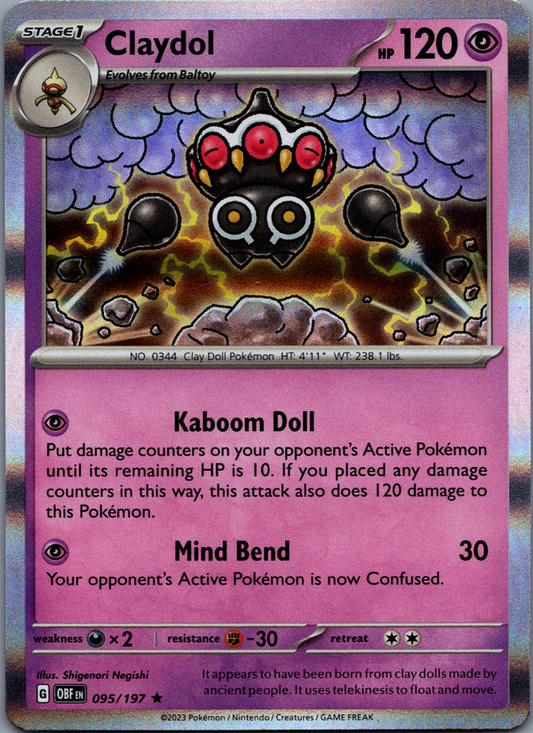 095 Claydol Obsidian Flames Rare Near Mint