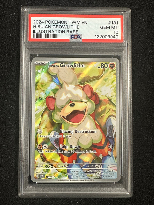 181 Hisuian Growlithe Twilight Masquerade Illustration Rare PSA 10