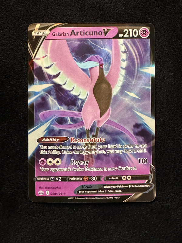 058 Galarian Articuno V Chilling Reign Holo Rare V Near Mint