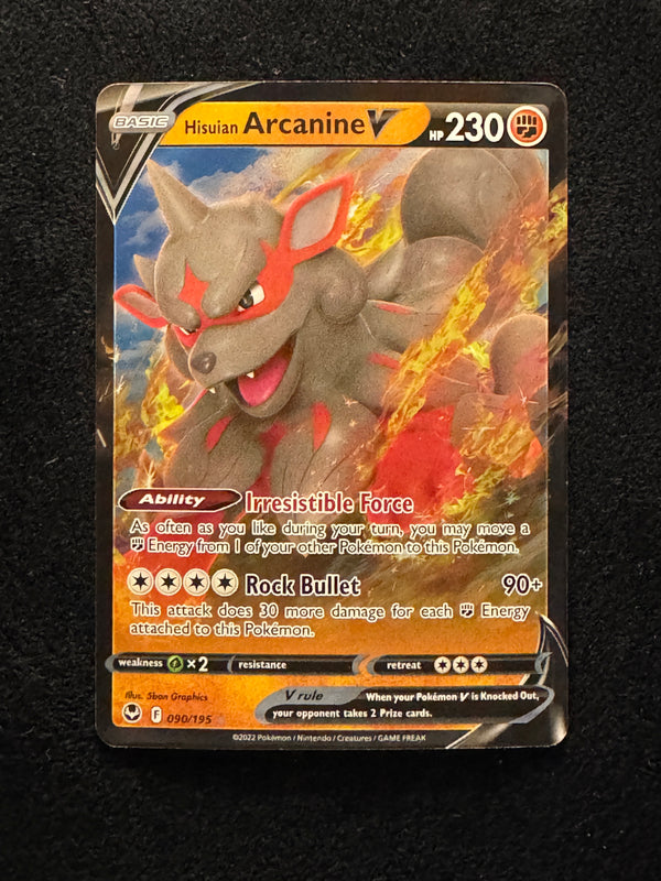 090 Hisuian Arcanine V Silver Tempest Holo Rare V Near Mint
