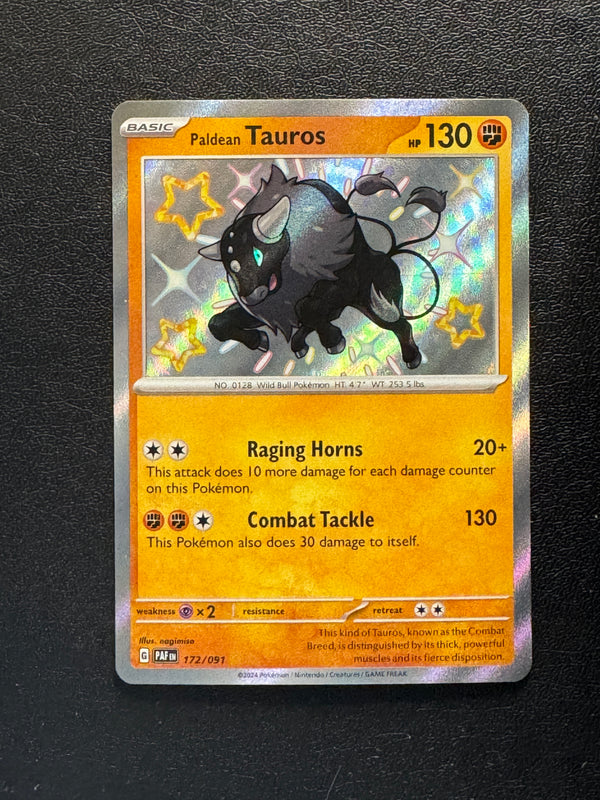 172 Paldean Tauros Paldean Fates Shiny Rare Near Mint