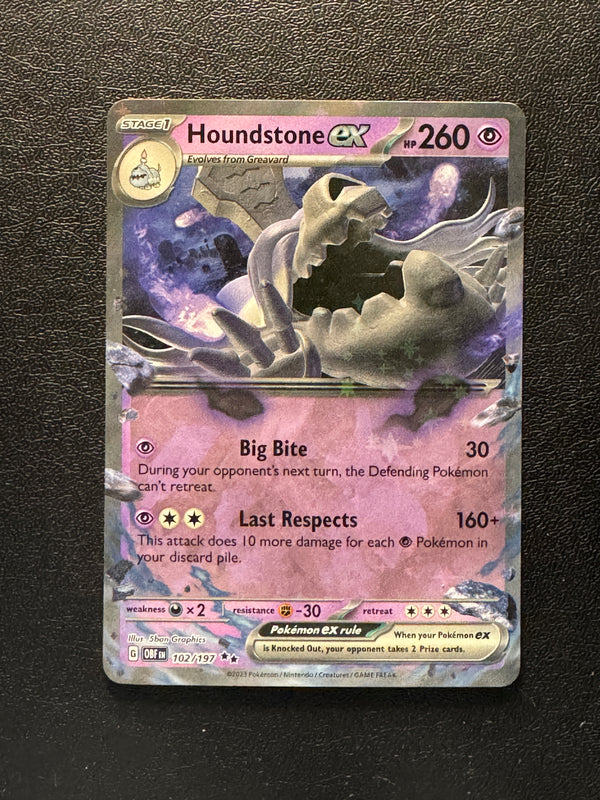 102 Houndstone ex Obsidian Flames Double Rare Near Mint