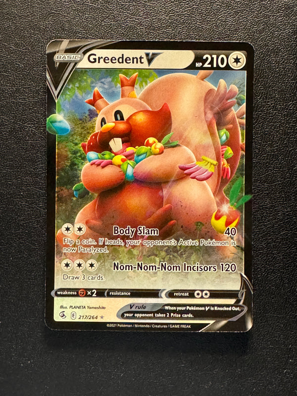 217 Greedent V Fusion Strike Holo Rare V Near Mint