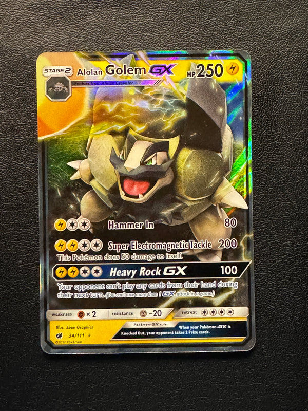 034 Alolan Golem-GX Crimson Invasion Rare Holo GX Near Mint