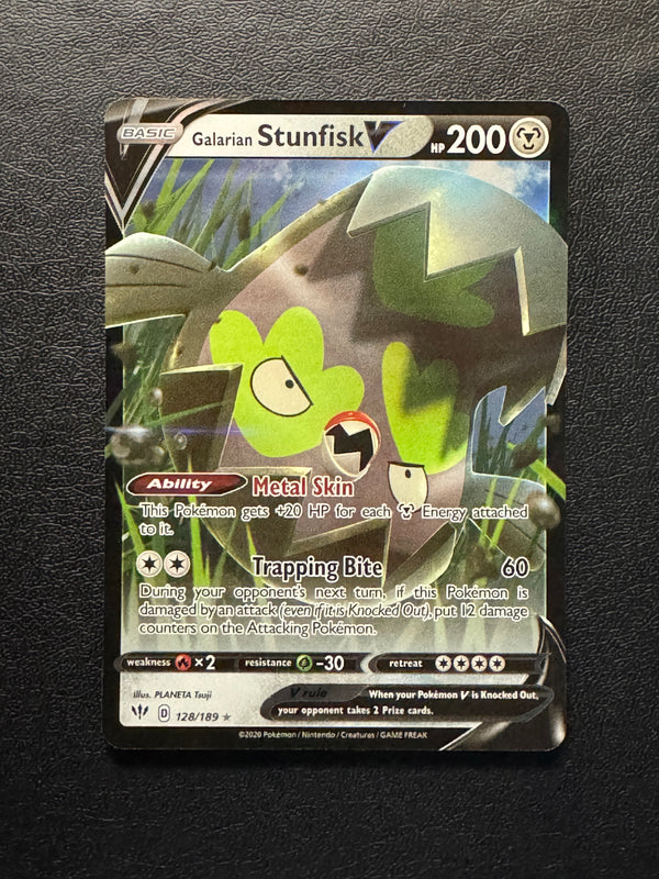 128 Galarian Stunfisk V Darkness Ablaze Holo Rare V Near Mint