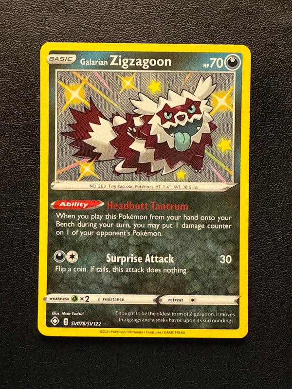 SV078 Galarian Zigzagoon Shining Fates Rare Shiny Near Mint
