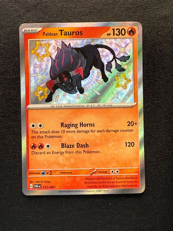 111 Paldean Tauros Paldean Fates Shiny Rare Near Mint