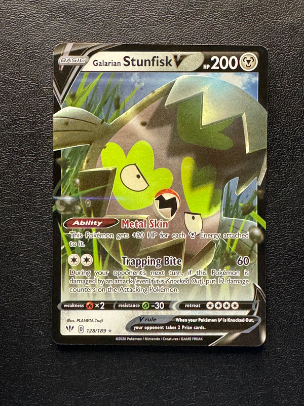 128 Galarian Stunfisk V Darkness Ablaze Holo Rare V Near Mint