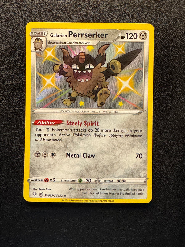 SV087 Galarian Perrserker Shining Fates Rare Shiny Near Mint