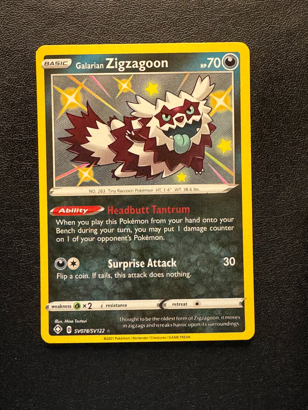 SV078 Galarian Zigzagoon Shining Fates Rare Shiny Near Mint
