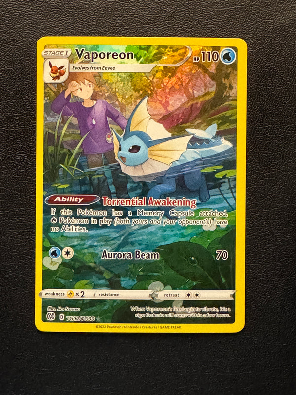 TG02 Vaporeon Brilliant Stars Rare Holo Near Mint