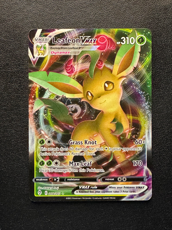 008 Leafeon VMAX Evolving Skies Holo Rare VMAX Near Mint