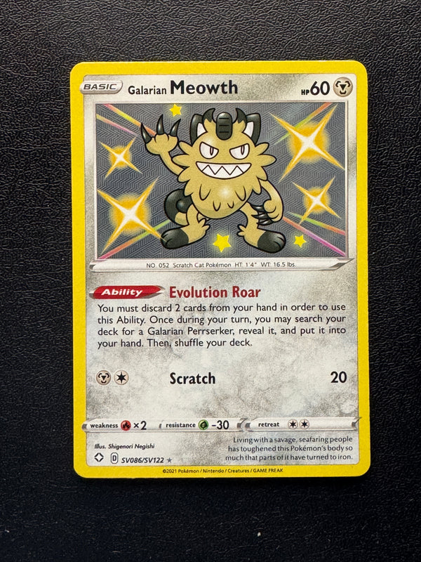 SV086 Galarian Meowth Shining Fates Rare Shiny Near Mint
